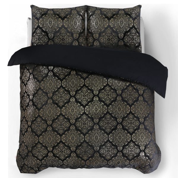 Glamour Foil Flanel Dekbedovertrek - Art - Zwart - 140x220 cm
